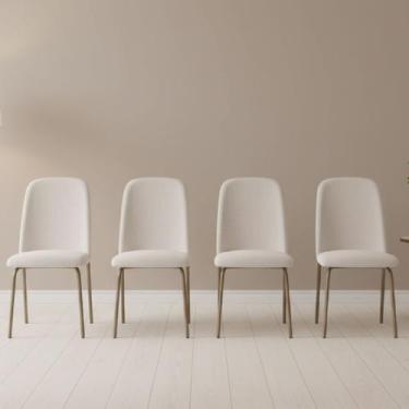 Imagem de Kit 4 Cadeiras de Jantar Aço e Linho California - Aço Nobre Móveis