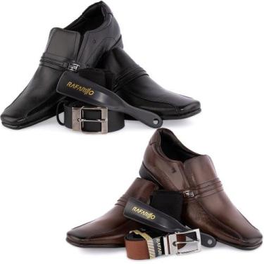 Imagem de Kit Sapato Rafarillo 4x1 Social Couro Original Macio 34064, Preto, 39