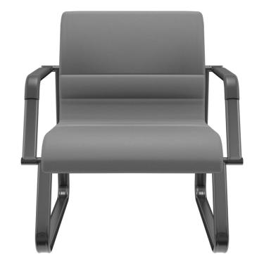 Imagem de Cadeira de Escritório Recepção com Braço Fixa Preta Lev P03 Vinil Cinza - Lyam Decor