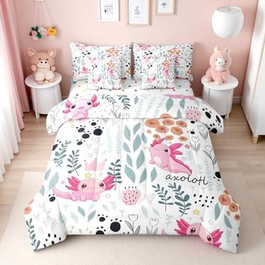 Imagem de Erosebridal Jogo de cama solteiro com estampa de salamandra, estampa de animal de salamandra, para meninas e meninos, lençol de cima + lençol de cima