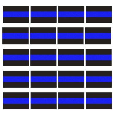 Imagem de 20 peças refletivo Blue Lives Matter Adesivo de carro, 2,5 cm x 3,8 cm Linha Azul Fina Vinil Adesivos de Placa de Licença, Decalque de Para-choque de Janela de Carro para Apoiar Policiais Policiais