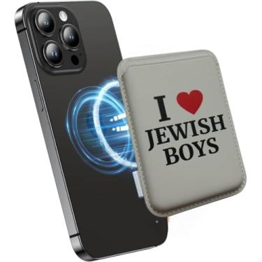 Imagem de Twist Design Carteira I Love Jewish Boys para MagSafe – Suporte magnético fino para iPhone 17/16/15/14/13/12 – comporta 3 cartões com segurança