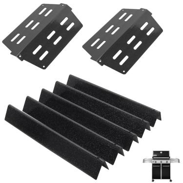 Imagem de WEBROIL Barras aromatizadoras e peças de substituição para grelha Weber Genesis 300 Series E/S/EP/CEP-310 320 330 com botões de controle frontal, peças de grelha esmaltada de porcelana para Weber 7622