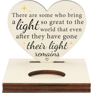 Imagem de Castiçal Memorial Tealight com verso de coração "Their Light Remains", placa de lembrança, presente de luto de simpatia para entes queridos, LMM3