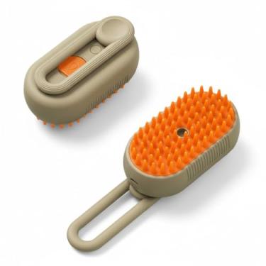 Imagem de Pente Para Massagem e Limpeza de Pelos Cães Gatos Cáqui