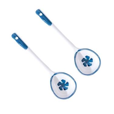 Imagem de Colheres de Jantar Colheres de sobremesa colheres café cerâmica conjunto 2 agitação cabo longo colher para, sorvete, cereais(Blue)