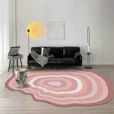 Imagem de Tapete estilo creme para decoração de sala de estar, tapete oval para sofá, cabeceira, chão, resistente ao desgaste (200 x 300 cm)/4)