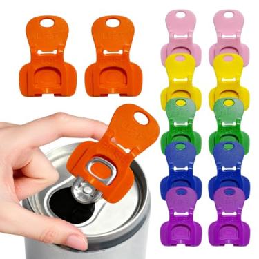 Imagem de Conjunto de 12 peças de abridor de lata de refrigerante e protetor de bebida, ferramenta de abridor de latas colorido para suprimentos de festa, churrasco, viagem