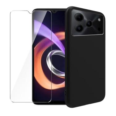 Imagem de WDMYLFTW Capa para Doogee Note 56 + película protetora de tela de vidro temperado - capa protetora de TPU (preta)