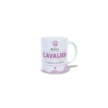 Imagem de Caneca de Cerâmica 325ml com Tema Beagle, Design de Cachorro com Flores, Branco e Rosa (13184)