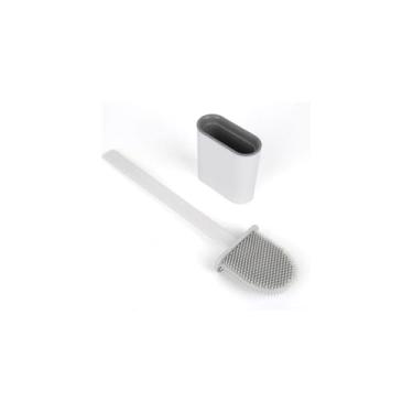 Imagem de Escova Sanitária de Silicone com Suporte, Cerdas Macias para Limpeza de Vaso Sanitário, Design Moderno, 35 cm de Altura, Material Flexível e Durável