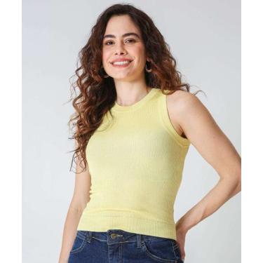 Imagem de Blusa Feminina Tricô Sem Manga Marisa-16399, Amarelo, GG