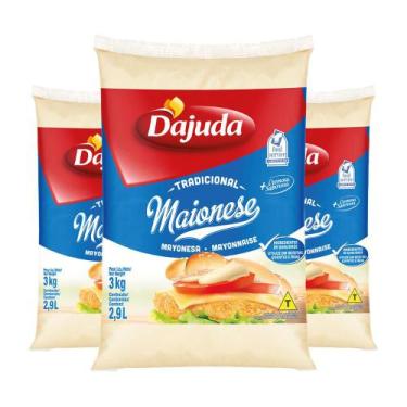 Imagem de 3Un Maionese DAjuda Sachês 3Kg Para Restaurante Lanches Petiscos Pasté