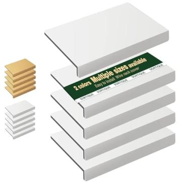 Imagem de Sortique Capas de prateleira de arame de PVC de 5 camadas – Capas de rack de arame de grão de madeira sintética para prateleiras, forros de prateleira para despensa, armário, banheiro e cozinha, à
