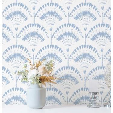 Imagem de Safiyya Papel de parede azul e branco 500 cm x 43,9 cm Simplicidade Moderna Papel de Contato Papel de Parede Papel de Parede Autoadesivo Removível para Quarto Banheiro Rolo de Vinil