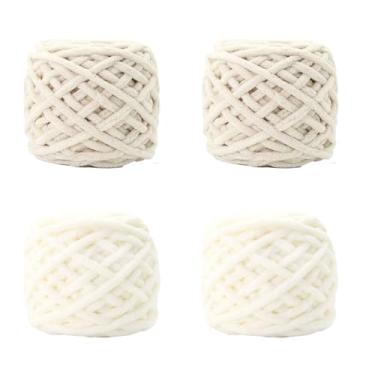 Imagem de Maxee Fio de lã de espessura 380 g (4 bolas, 95 g/44 m cada), tricô super macio, fio de chenille grosso e grosso, perfeito para tricô, lenços, cobertores, almofadas decorativas, artesanato DIY