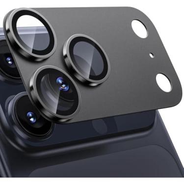 Imagem de Protetor de lente de câmera Armor para iPhone 17 Pro 17 Pro Max anel de metal de alumínio tampa de filme de vidro temperado (preta, para 17 pro)