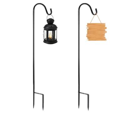 Imagem de Vorriop Pacote com 2 ganchos pequenos de pastores para uso ao ar livre, 129 cm, ganchos de jardim para lanternas, ganchos de pastores para pendurar plantas, alimentadores de pássaros, luzes solares