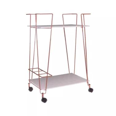 Imagem de Carrinho Organizador Multiuso Metaltru em Aço e Madeira Cobre