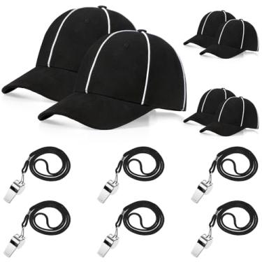 Imagem de Suhine 6 conjuntos de kit de fantasia de árbitro de futebol ajustável apito de aço inoxidável com cordão de penalidade de arremesso de bandeiras para juízes árbitros fã fã esportes jogos festa