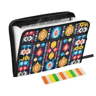 Imagem de CEBUGI Pasta expansível de 13 bolsos, impermeável, sanfonada, organizador de arquivos com etiquetas tamanho A4, organizador de documentos de papel para escola, material de escritório, flor