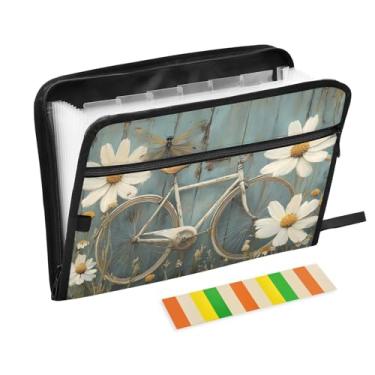 Imagem de CEBUGI Pasta expansível de 13 bolsos, impermeável, sanfonada, organizador de arquivos com etiquetas tamanho A4, organizador de documentos de papel para escola, material de escritório, libélula