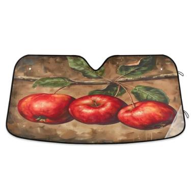 Imagem de CEBUGI Para-brisa para-sol para janela dianteira do carro, para-sol, viseira dobrável para caminhão, SUV, mantenha seu veículo fresco maçãs