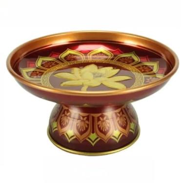 Imagem de FENNYYAR Prato de oferta para uso doméstico, prato de frutas guanyin, 23 cm, ornamento de santuário budista do deus da riqueza