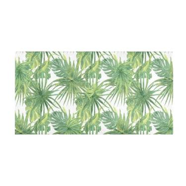 Imagem de Burbuja Tapete de corredor com folhas tropicais de pelúcia antiderrapante tapete de borracha para corredor, quarto, sala de estar, decoração de entrada, lavável na máquina, 51 x 99 cm