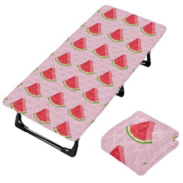 Imagem de Burbuja Lençol de berço em fatias de melancia para crianças, lençol de cochilo acolchoado portátil com faixa elástica para meninas e meninos, lavável na máquina, 63,5 x 127 cm