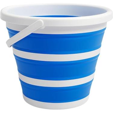 Imagem de Balde de Silicone Dobrável 5 Litros Compacto Multiuso Com Alça Ideal Para Limpeza (Azul)