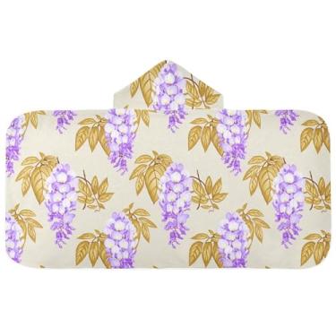 Imagem de Burbuja Toalha de banho com capuz de laço rosa para crianças, toalha de praia de pelúcia macia absorvente para chá de meninas e meninos 3-10 anos, 61 x 127 cm