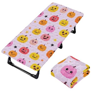 Imagem de Burbuja Lençol de berço de abóbora Jack O Lantern para crianças, lençol de cochilo acolchoado portátil com faixa elástica para meninas e meninos, lavável na máquina, 63,5 x 127 cm