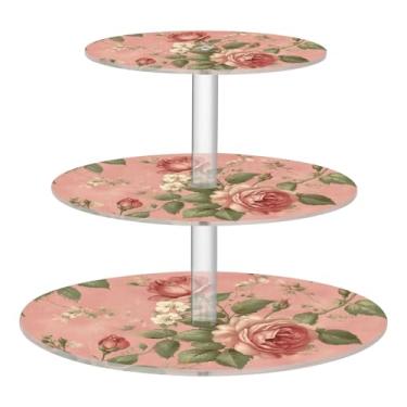 Imagem de CEBUGI Suporte de cupcake de 3 camadas, suporte redondo para bolo, torre, bandeja de servir em camadas de acrílico para chá, chá de bebê, casamento e mais