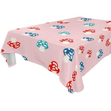 Imagem de Burbuja Toalha de mesa de cogumelos fofos, toalha de mesa quadrada anti-rugas grossa para decoração de jantar, cozinha, festa, 137 x 137 cm