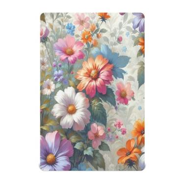 Imagem de Burbuja Lençol de berço de flores de primavera para meninos e meninas, lençol com elástico 71 x 132 cm para colchões de berço padrão e infantil, macio e respirável