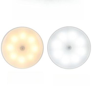 Imagem de Luminária Luz LED Sensor de Movimento Magnética USB Recarregável Sem Fio com-Duas cores Lâmpada Noturna(Aleatório)
