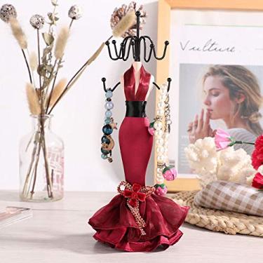 Imagem de Generic Resina Jóias Expositor Requintado Decoração para Casa Presente Colar Titular Ok Mão para Casamento Aniversário Ferro Borgonha (Modelo vinho tinto)