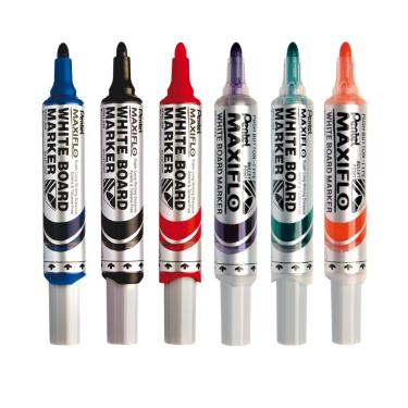Imagem de Kit Marcador Para Quadro Branco Mwl5m De Alta Capacidade Maxiflo Pentel Az+pt+vm+la+ve+vl
