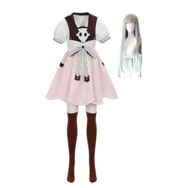 Imagem de Kaziuoi Women Nene Cosplay Dress with Accessories Full Set Hanako Kun School Uniform Outfits for Halloween (White + Wig, XX-Large)