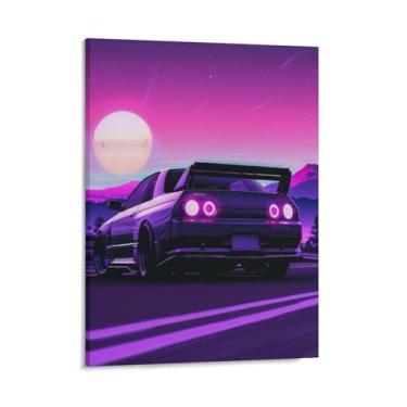 Imagem de HouLaiZhe Drift R34 Jdm carro esportes roxo sol pôsteres lona estética decoração de sala de parede impressões galeria sala decoração de parede para quarto sala de estar escritório 16 x 20 polegadas