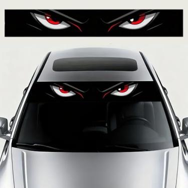 Imagem de Adesivo 3D de olhos de gato para janela traseira de carro 130 x 20 cm, decalques de listras de para-brisa dianteiro, à prova d'água, decorações à prova d'água
