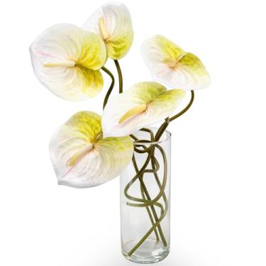 Imagem de OBDXZHC 8 peças de flores artificiais de antúrio de 58 cm, antúrio de seda sintética, flor de toque real, arranjo floral falso para vaso de mesa, centro de mesa, casamento, jardim, decoração de casa