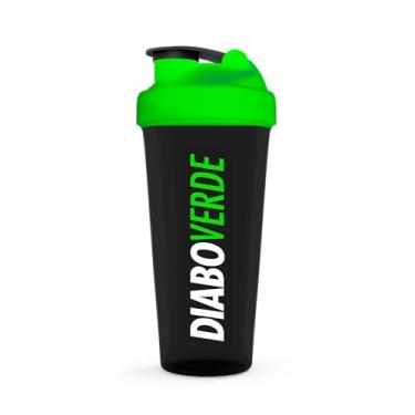 Imagem de FTW Diabo Verde Coqueteleira Shaker 600 ml Preta e Verde para Academia - Click‑Lock, Fundo Arredondado, Design Slim