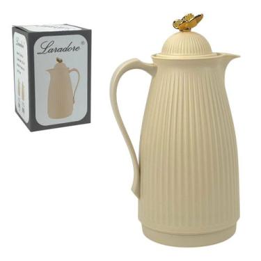 Imagem de Garrafa Térmica de Café Laradore Borboleta Bege e Dourada 1L