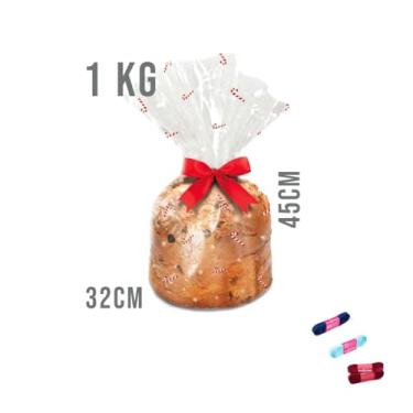 Imagem de Kit Saco Para Panetone 14x23cm 100g C/10 E Fita De Cetim 10mmx10mts