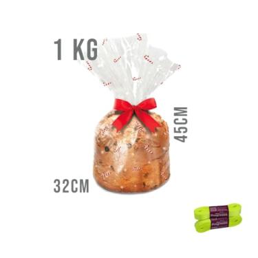 Imagem de Kit Saco Panetone 14x23cm com Fita Cetim Impressa 15mmx10mts