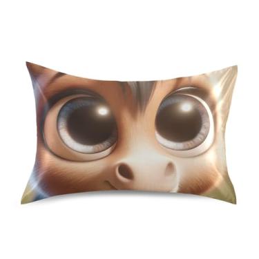Imagem de Fronhas de cetim de cavalo de desenho animado de burro para arrefecimento de cabelo padrão King Queen fronha personalizada capa de travesseiro de dormir tamanho Queen 76,2 cm x 50,8 cm