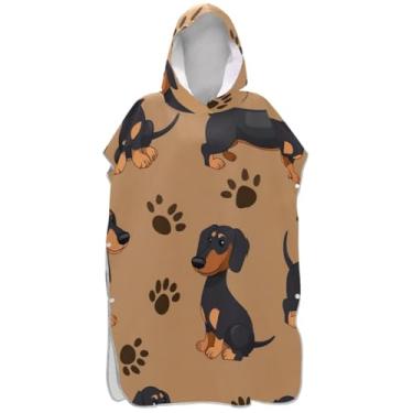 Imagem de Joisal Poncho de surfe para adultos trocador de roupa de praia com capuz toalha floral plus size masculino poncho com capuz fofos cães dachshund