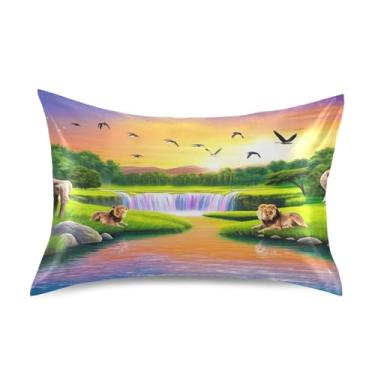 Imagem de Fronhas para cabelo fofo desenho animado elefantes animal cetim resfriamento padrão king queen fronhas personalizadas decoração de casa tamanho queen 76.2 cm x 50.8 cm